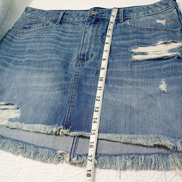 Hollister 5 Pockets Skirt Womens Y2K Distressed Denim Mini Size 15 - Picture 7 of 7